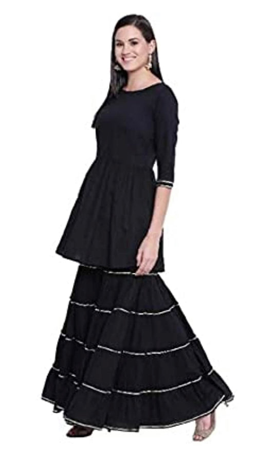 Classic black kurta and sharara set no