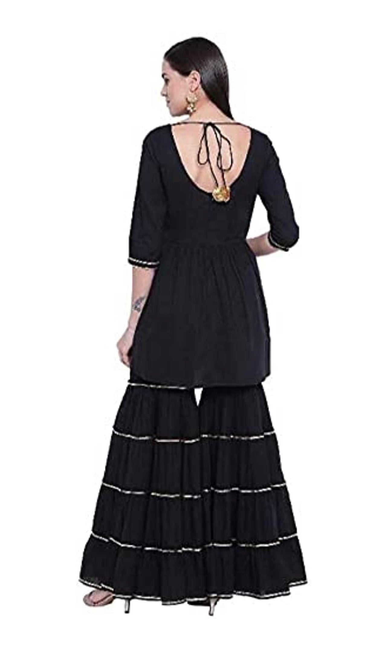 Classic black kurta and sharara set no