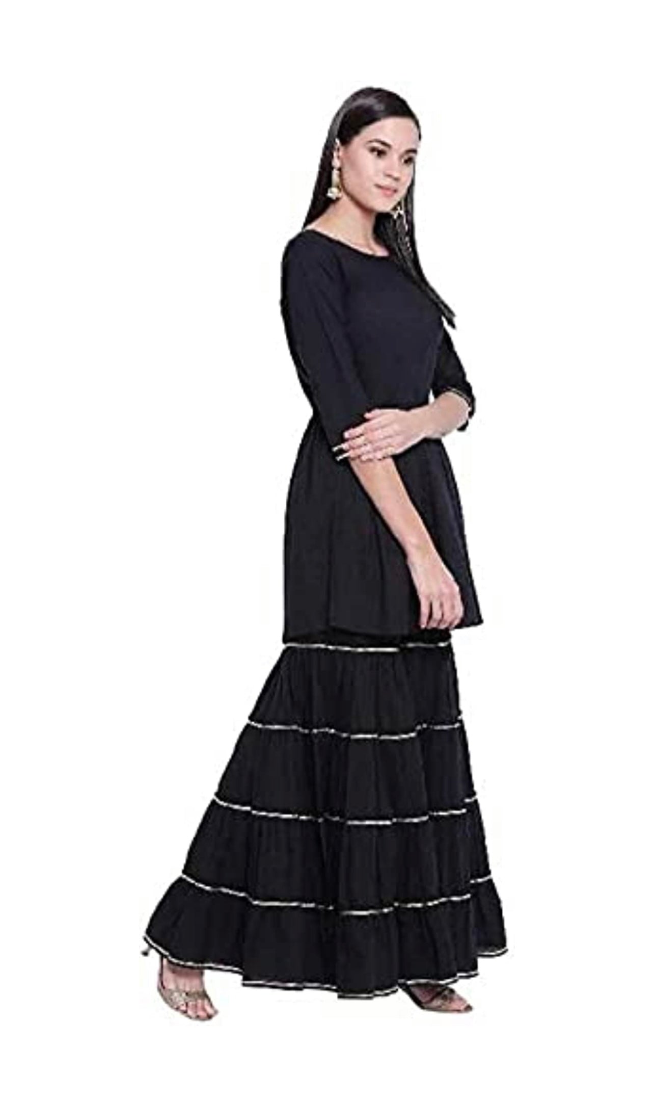 Classic black kurta and sharara set no