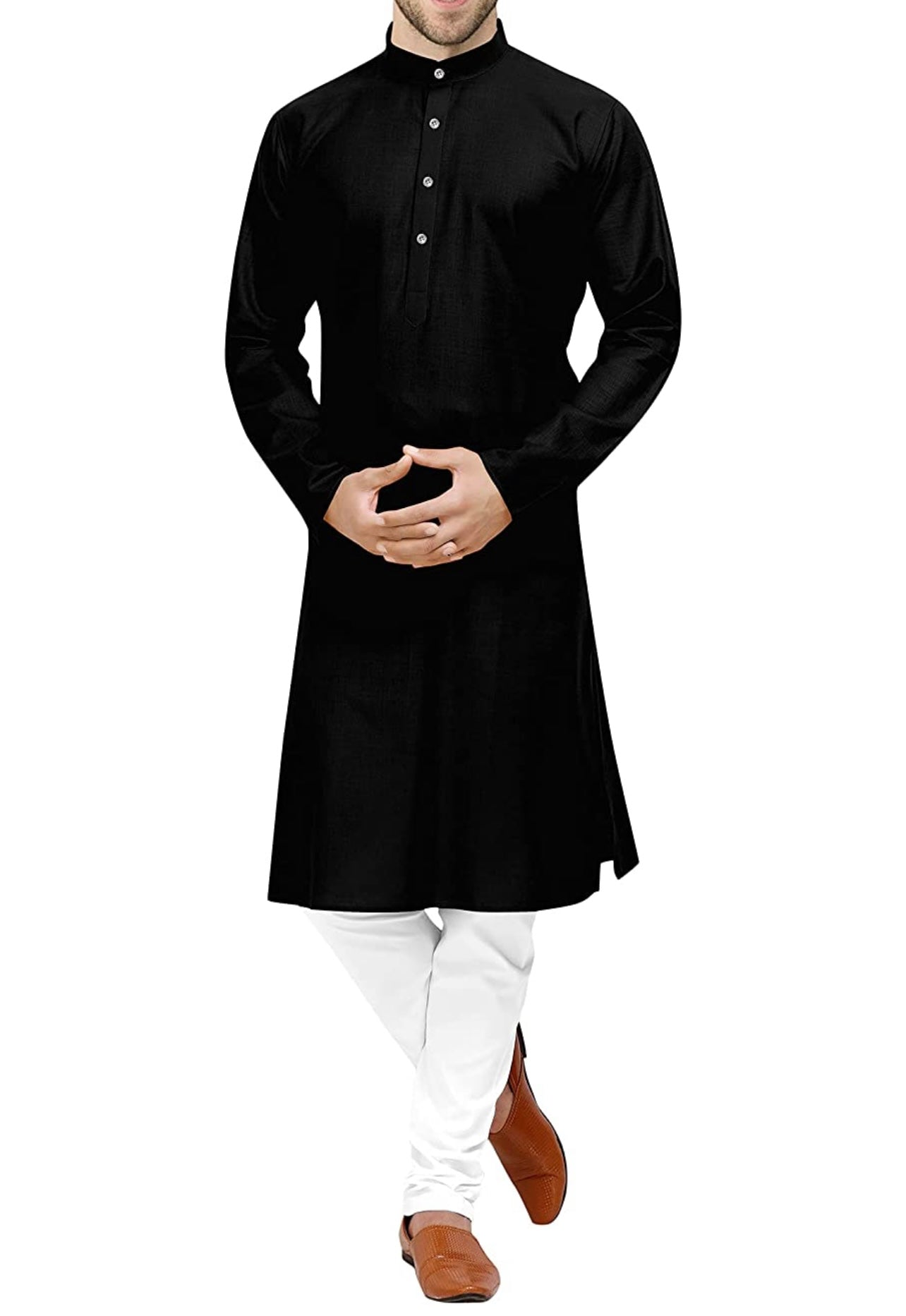 Men's Classic solid Black Kurta Pyjama set