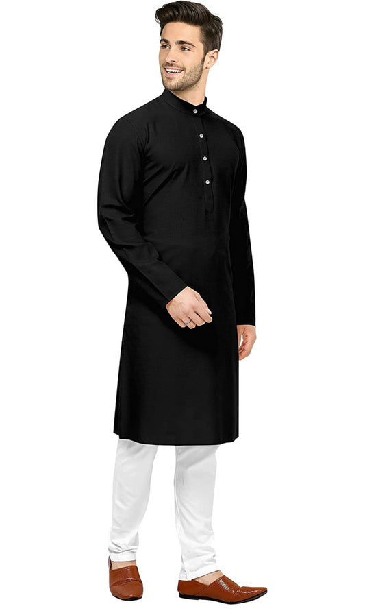 Men's Classic solid Black Kurta Pyjama set