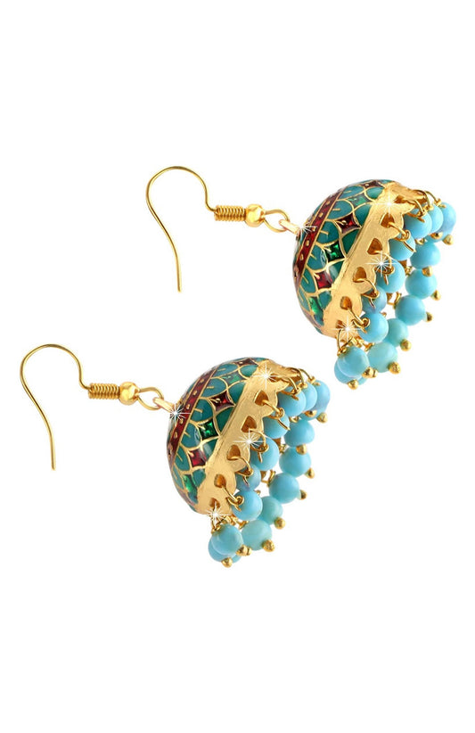 Meenakari small jhumki earrings (2 pairs)