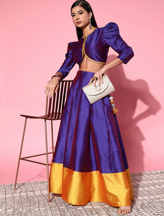 Elegant Purple Silk Festive Lehenga Choli