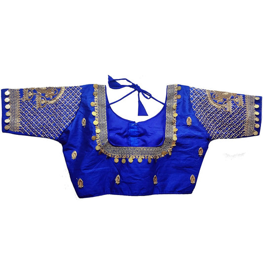 Silk embroidered and embellished readymade saree blouse