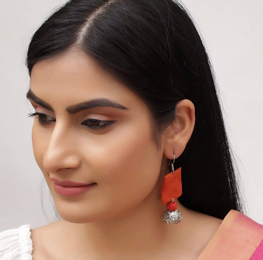 Unique handmade handloom fabric earrings