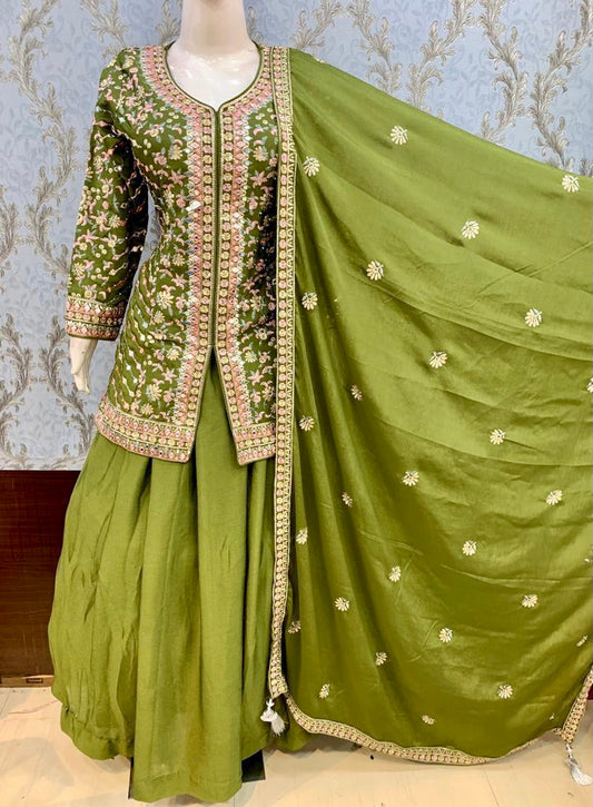 Indi Luxe Green Heavy Handwork Sharara set