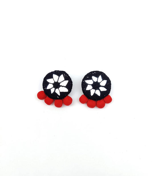 Black and Red Oversized Fabric stud earrings