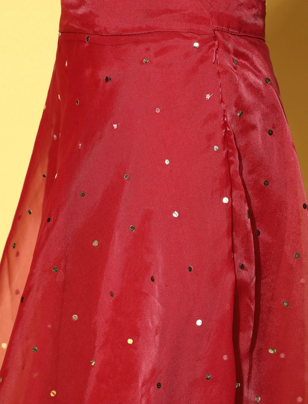 Patola Printed Brocade Crop Skirt Set in Golden : UNJ1786