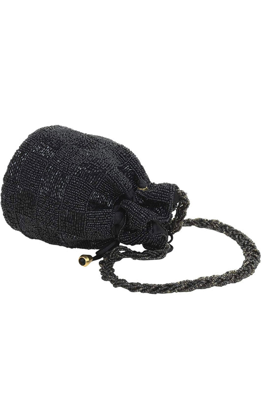 Black Designer Handmade Beaded Potli bag