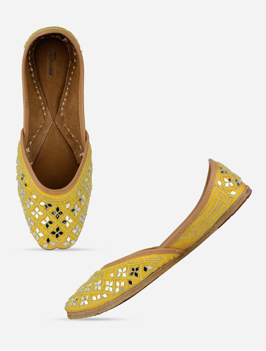 Rubab Yellow Mirrors and beaded juttis