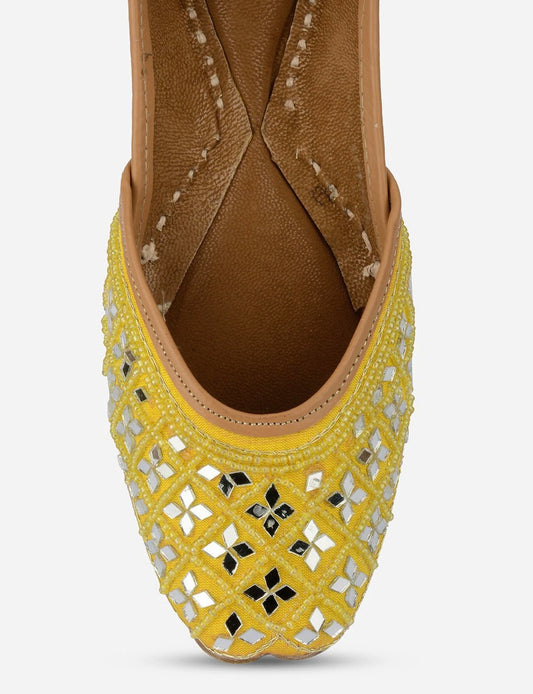 Rubab Yellow Mirrors and beaded juttis
