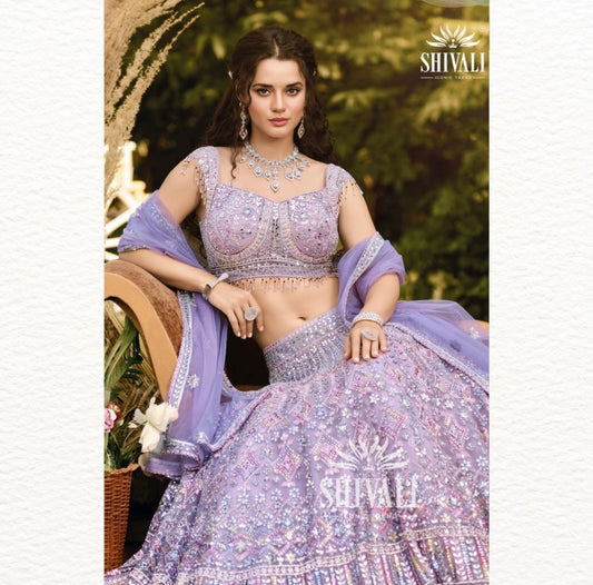 Lavender Heavy Hand work Lehenga Choli