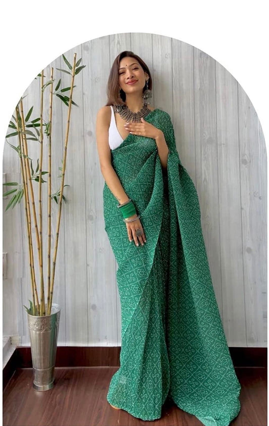 Beautiful Digitally printed crushed saree with unstitched blouse
