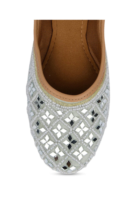 Grey Mirrors and beaded juttis