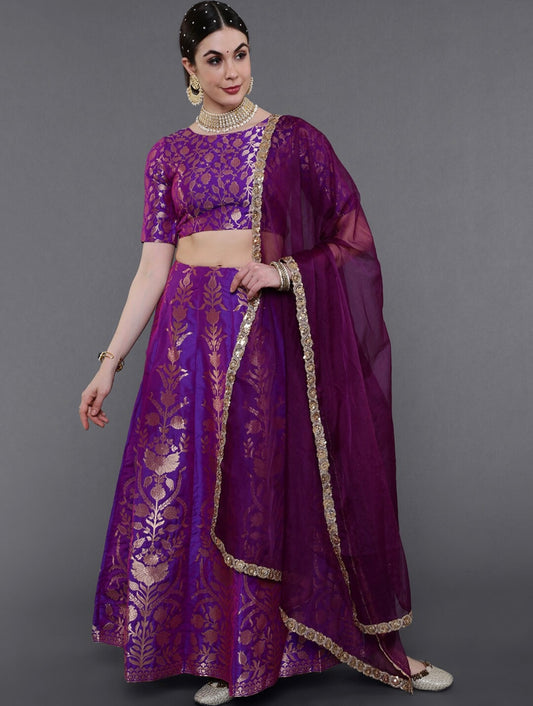 Purple brocade Ready to wear Lehenga choli