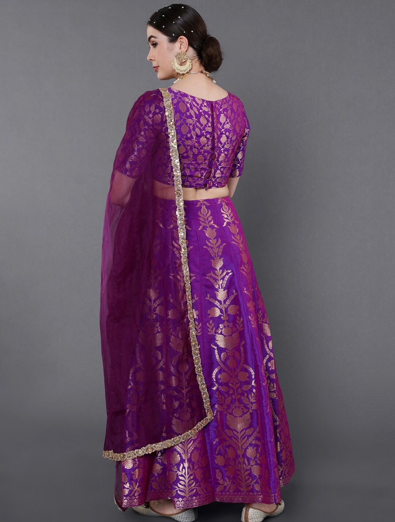 Purple brocade Ready to wear Lehenga choli