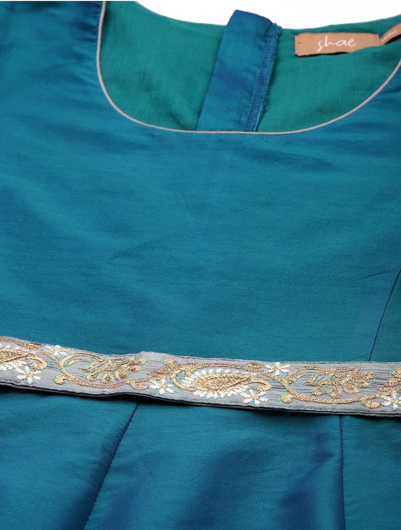 Teal Volume Kurta with Belt