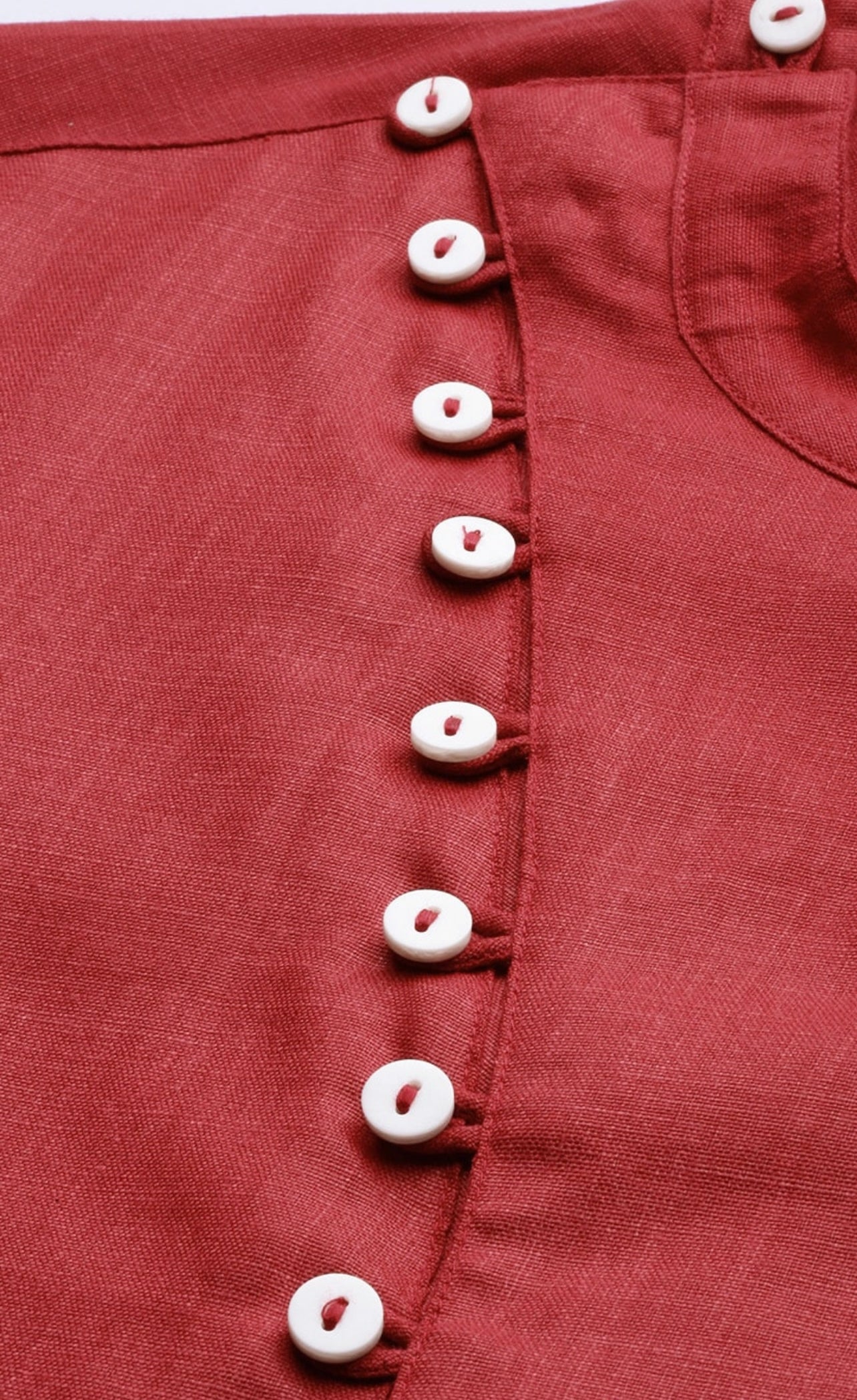 Men's Stylish Side buttons Red Kurta