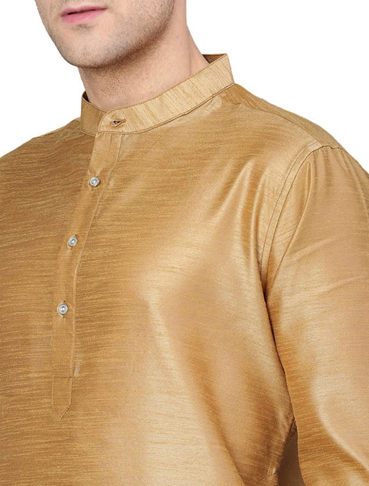 Men's Golden Silk Kurta