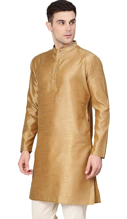 Men's Golden Silk Kurta