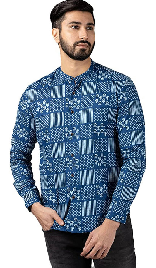 Men's Blue Short trendy Kurta Shirt