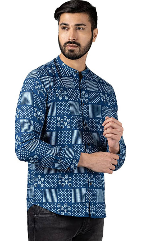 Men's Blue Short trendy Kurta Shirt