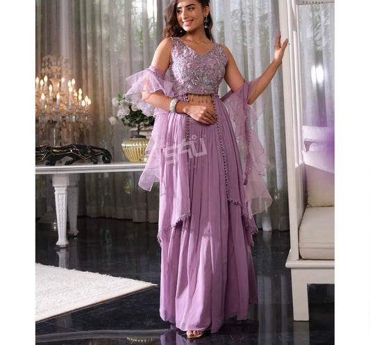 Lavender modern Lehenga choli with handwork