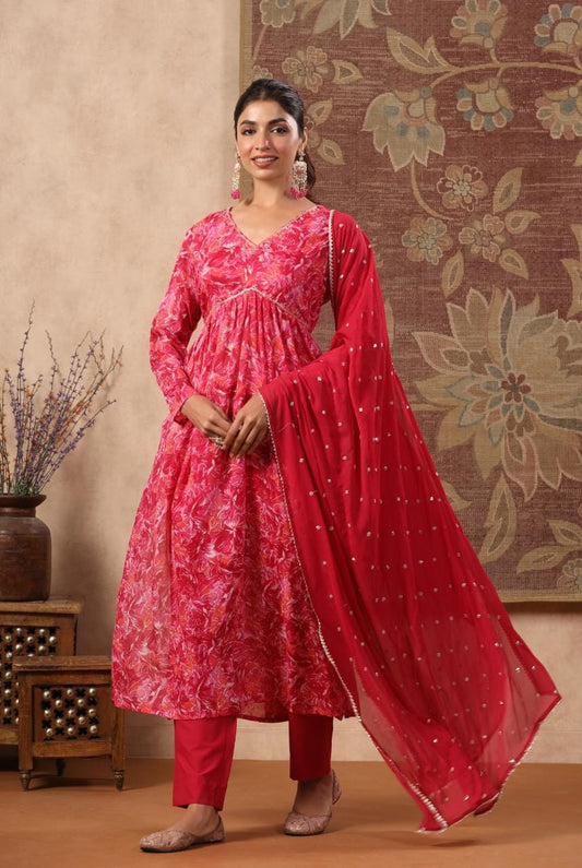 Hot Pink Pink Alia cut kurta set