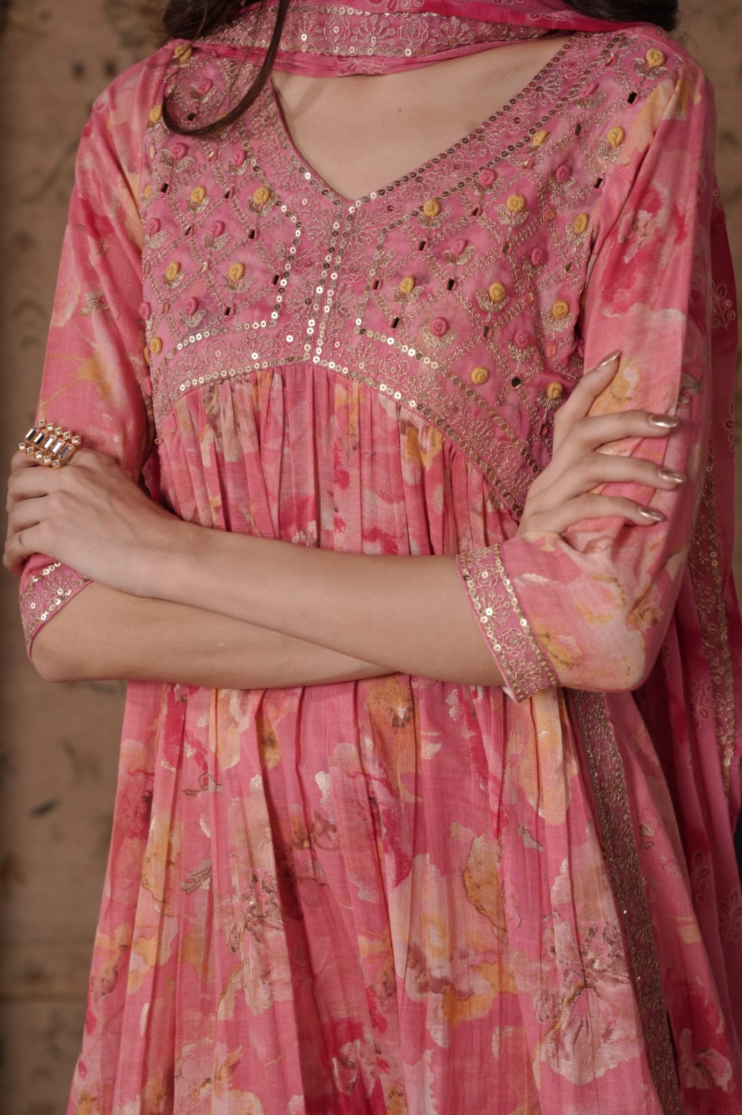 Pink Beautiful Alia Cut Kurta set