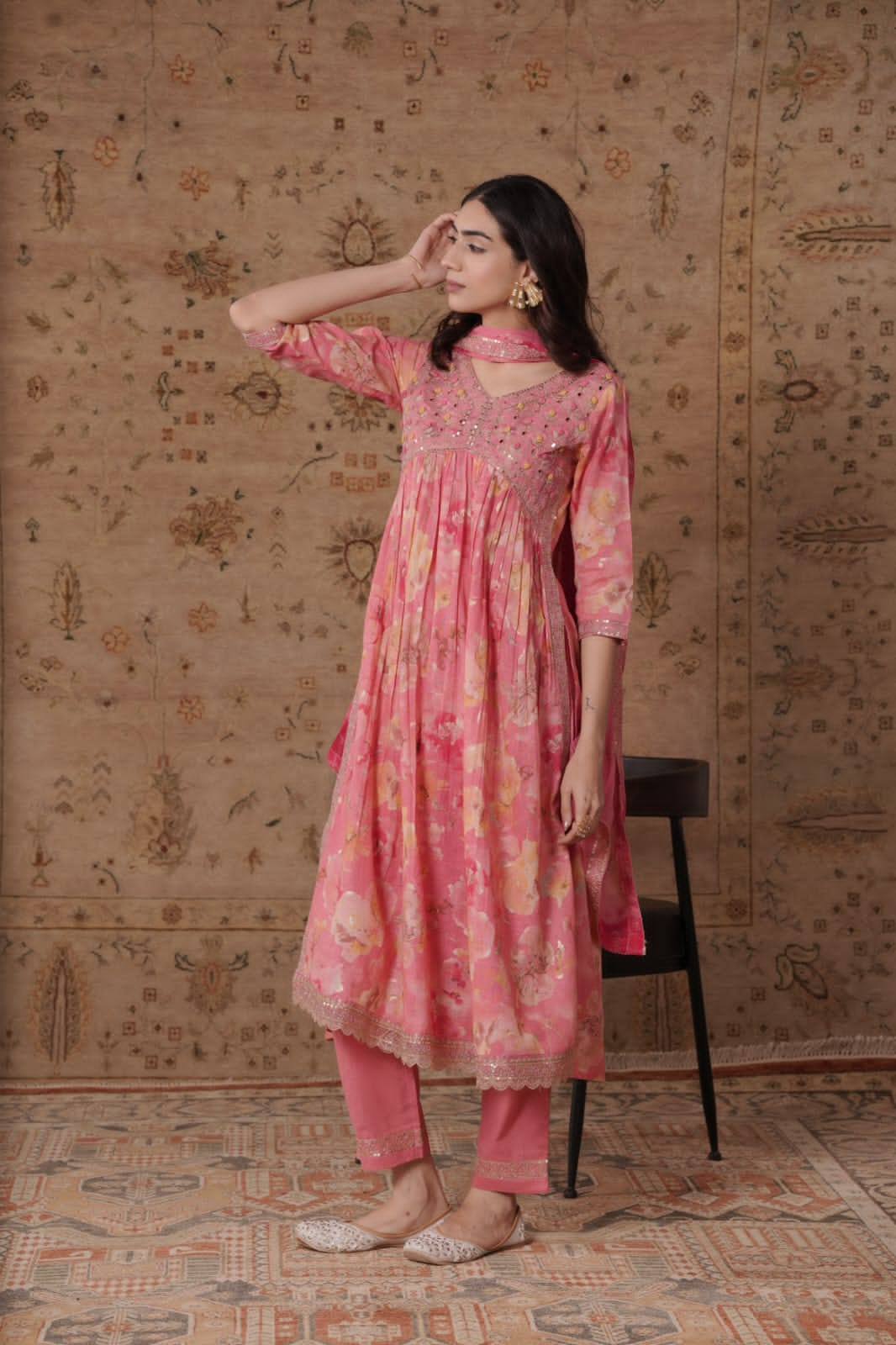 Pink Beautiful Alia Cut Kurta set