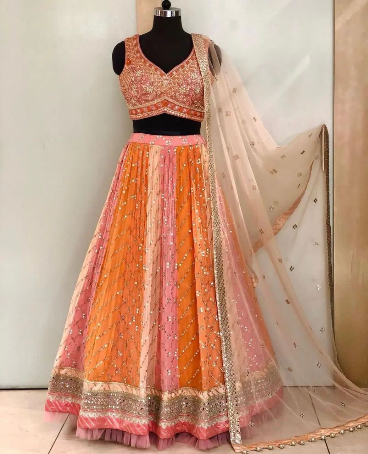 Share 164+ orange and pink lehenga choli latest