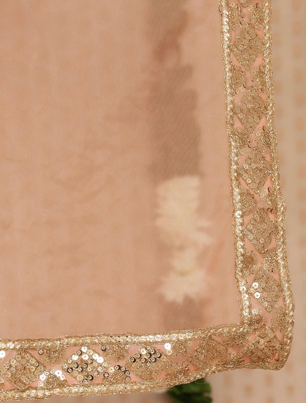 Peach and gold brocade lehenga choli